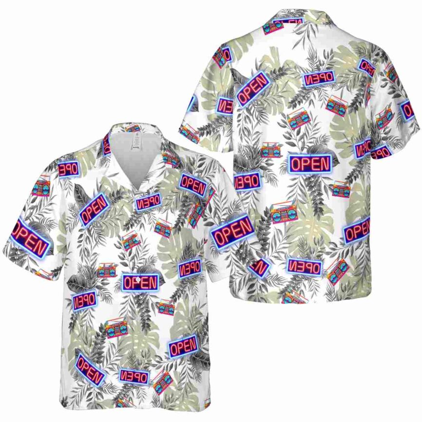 80s Tropical Fronds Hawaiian Shirt Premium grade