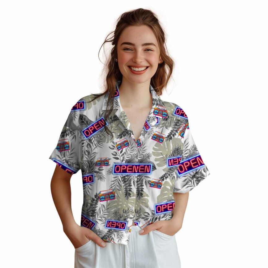 80s Tropical Fronds Hawaiian Shirt Top rated