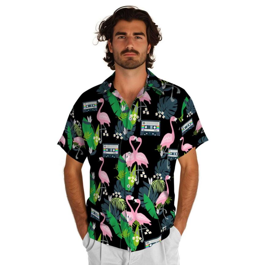 90s Flamingo Leaf Hawaiian Shirt New Arrival