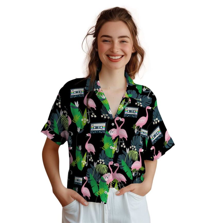 90s Flamingo Leaf Hawaiian Shirt Top rated