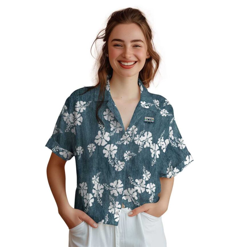 90s Hibiscus Blossom Hawaiian Shirt Top rated