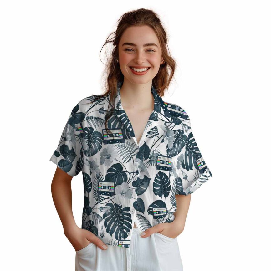 90s Leaf Pattern Hawaiian Shirt Top rated