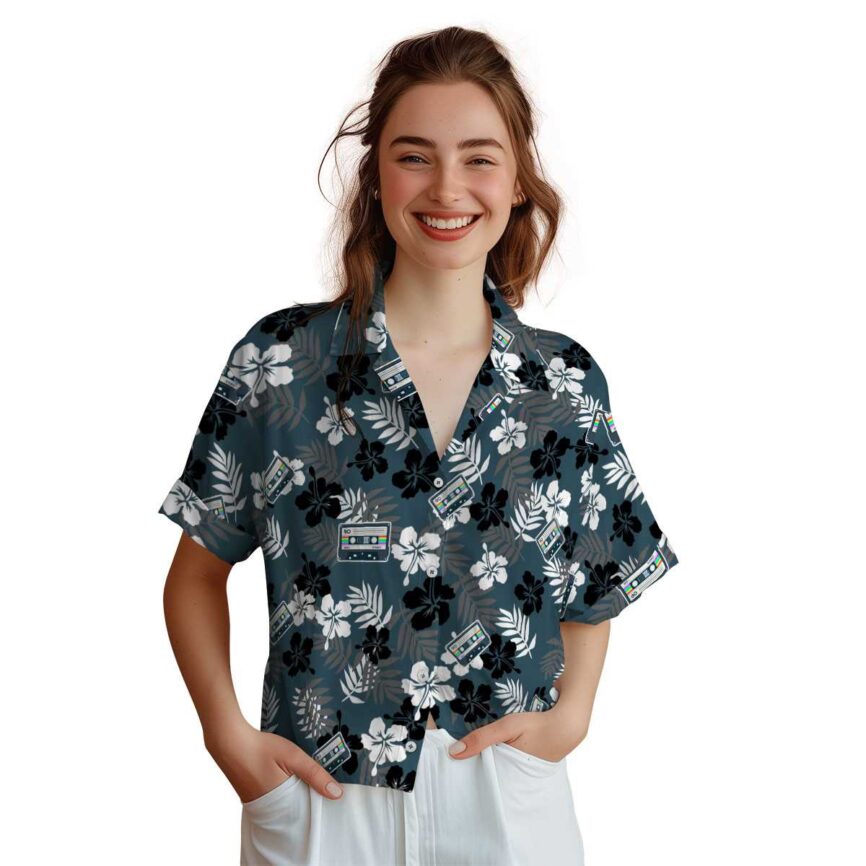 90s Leafy Hibiscus Hawaiian Shirt Top rated