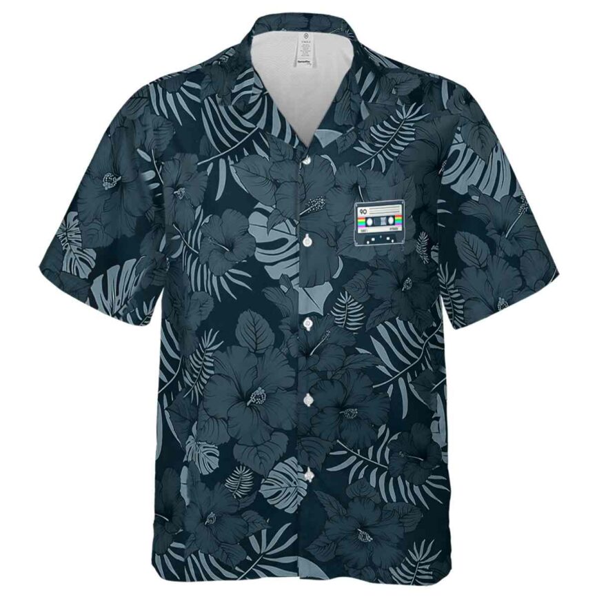 90s Monochrome Floral Hawaiian Shirt Fashion forward