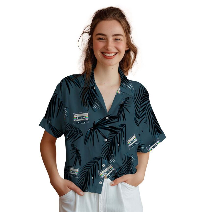 90s Monochrome Palm Hawaiian Shirt Top rated