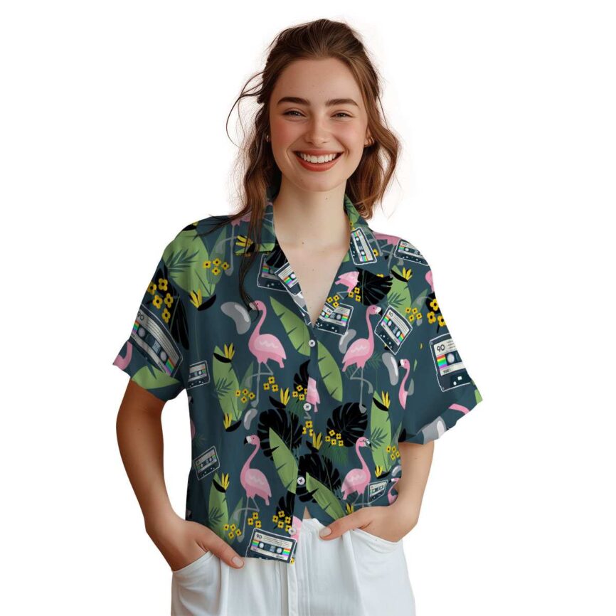 90s Pink Flamingo Hawaiian Shirt Top rated