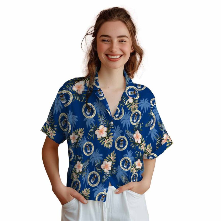 Air Force Hibiscus Palm Hawaiian Shirt Top rated