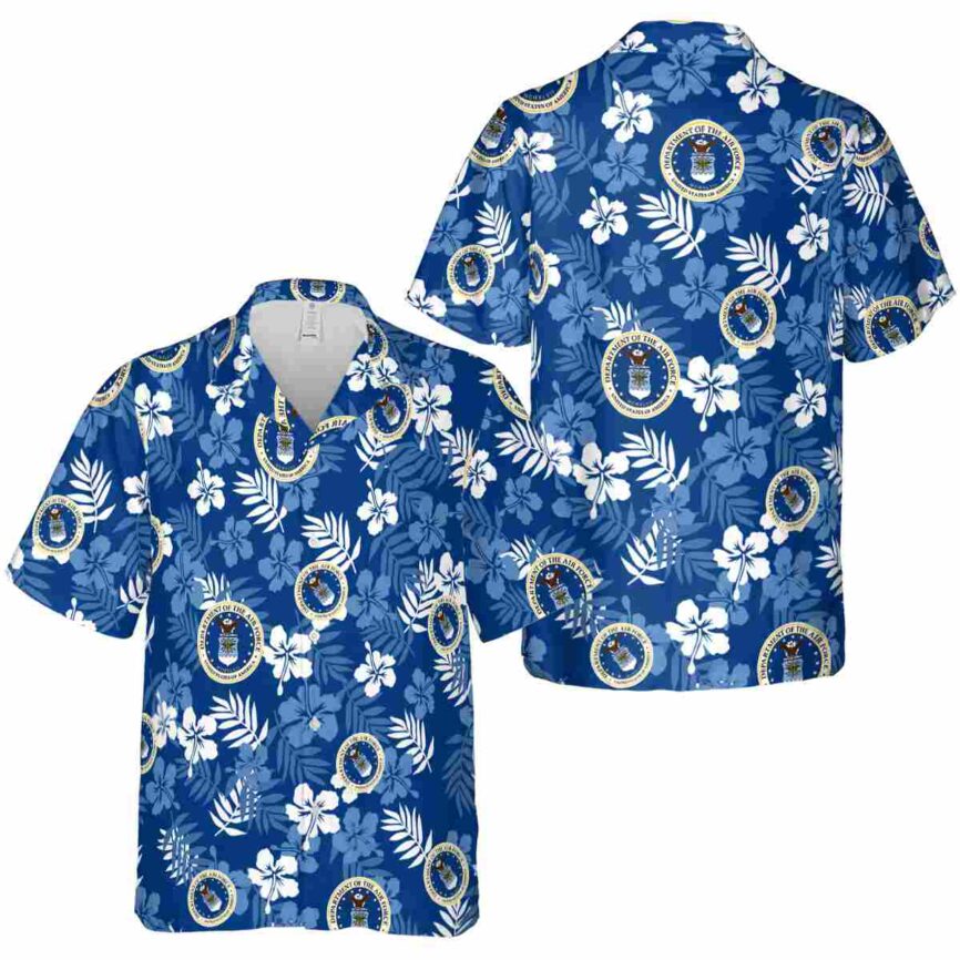 Air Force Leafy Hibiscus Hawaiian Shirt Premium grade