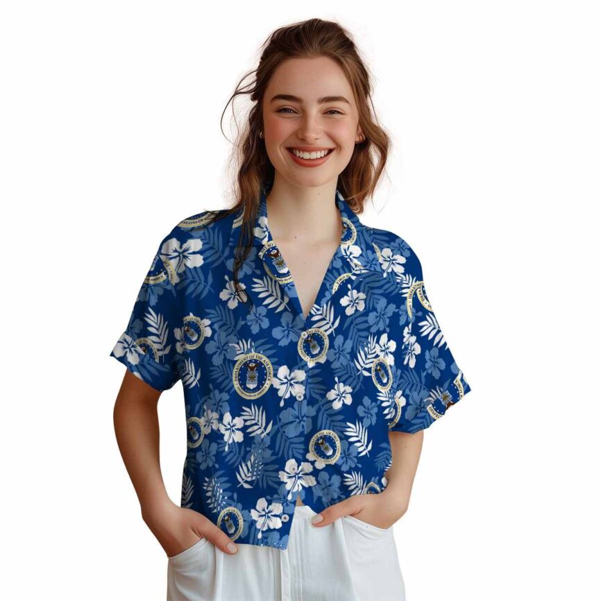 Air Force Leafy Hibiscus Hawaiian Shirt Top rated