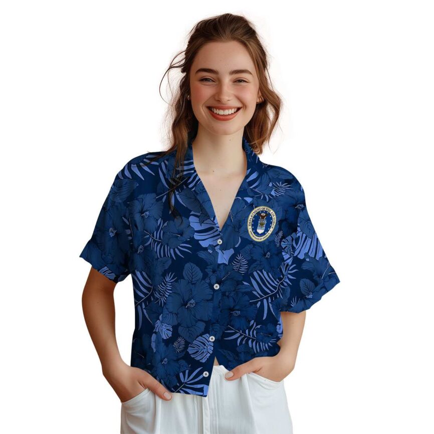 Air Force Monochrome Floral Hawaiian Shirt Top rated