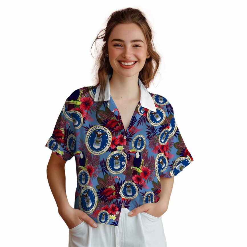 Air Force Tropical Bird Hawaiian Shirt Top rated