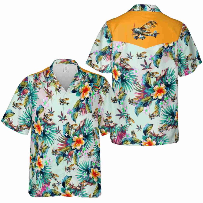 Airplane Floral Burst Hawaiian Shirt Premium grade