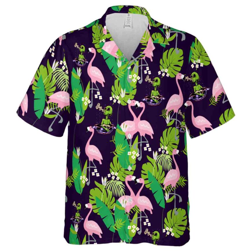 Alien Flamingo Leaf Hawaiian Shirt Fashion forward