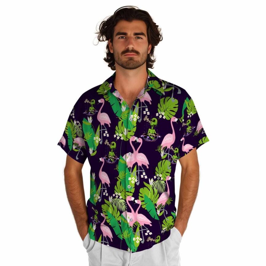 Alien Flamingo Leaf Hawaiian Shirt New Arrival