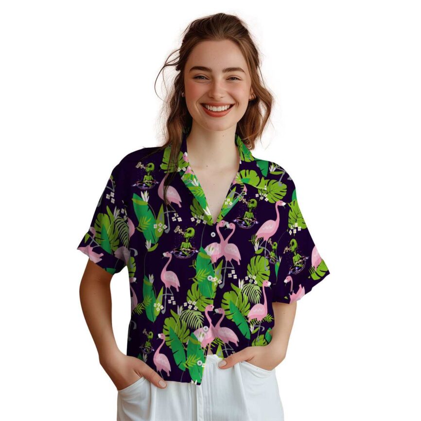 Alien Flamingo Leaf Hawaiian Shirt Top rated