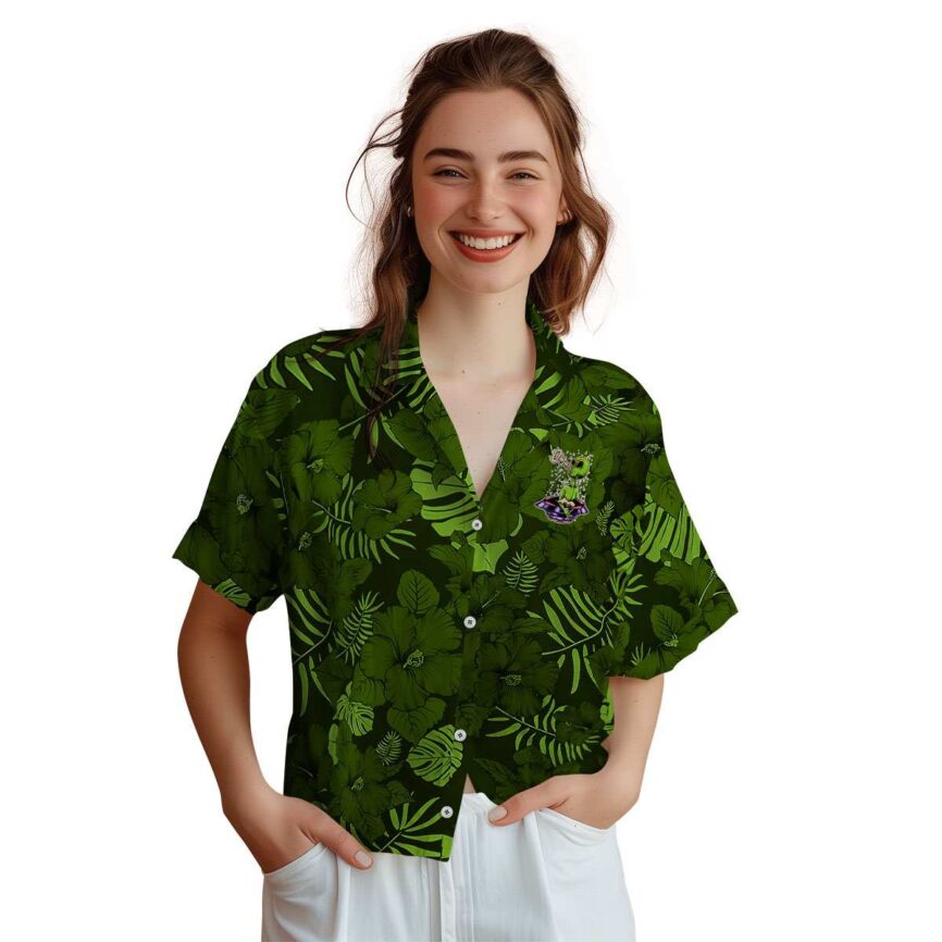 Alien Monochrome Floral Hawaiian Shirt Top rated