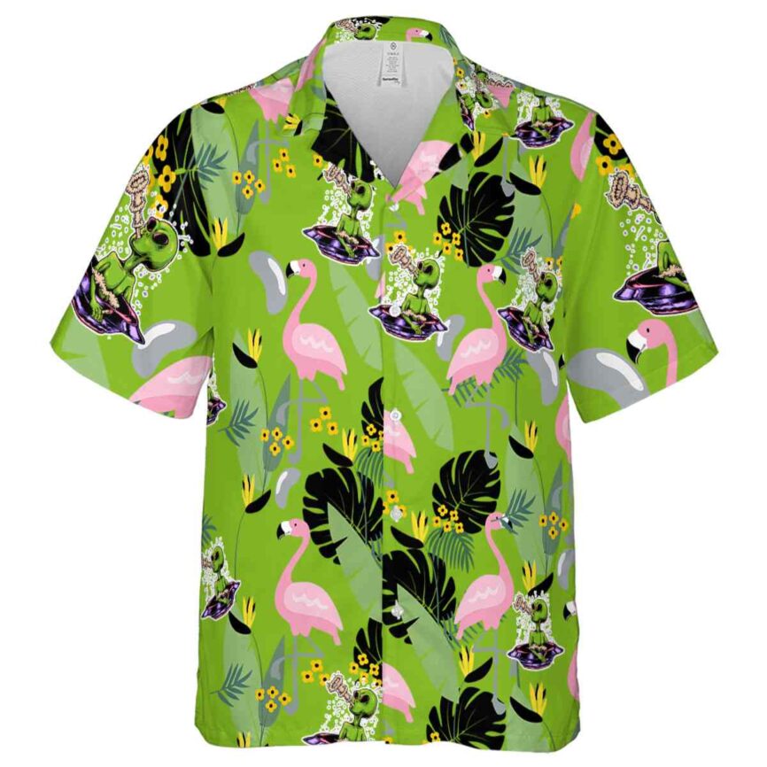 Alien Pink Flamingo Hawaiian Shirt Fashion forward