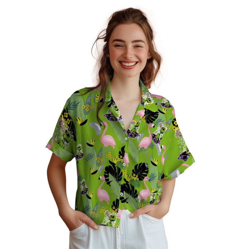 Alien Pink Flamingo Hawaiian Shirt Top rated