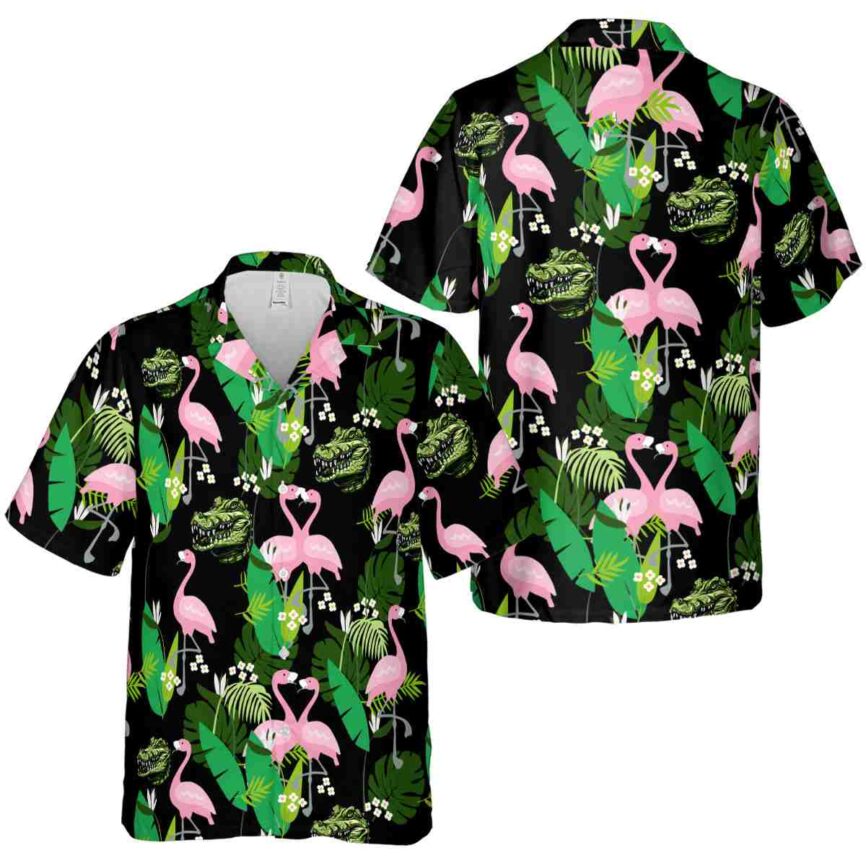 Alligator Flamingo Leaf Hawaiian Shirt Premium grade