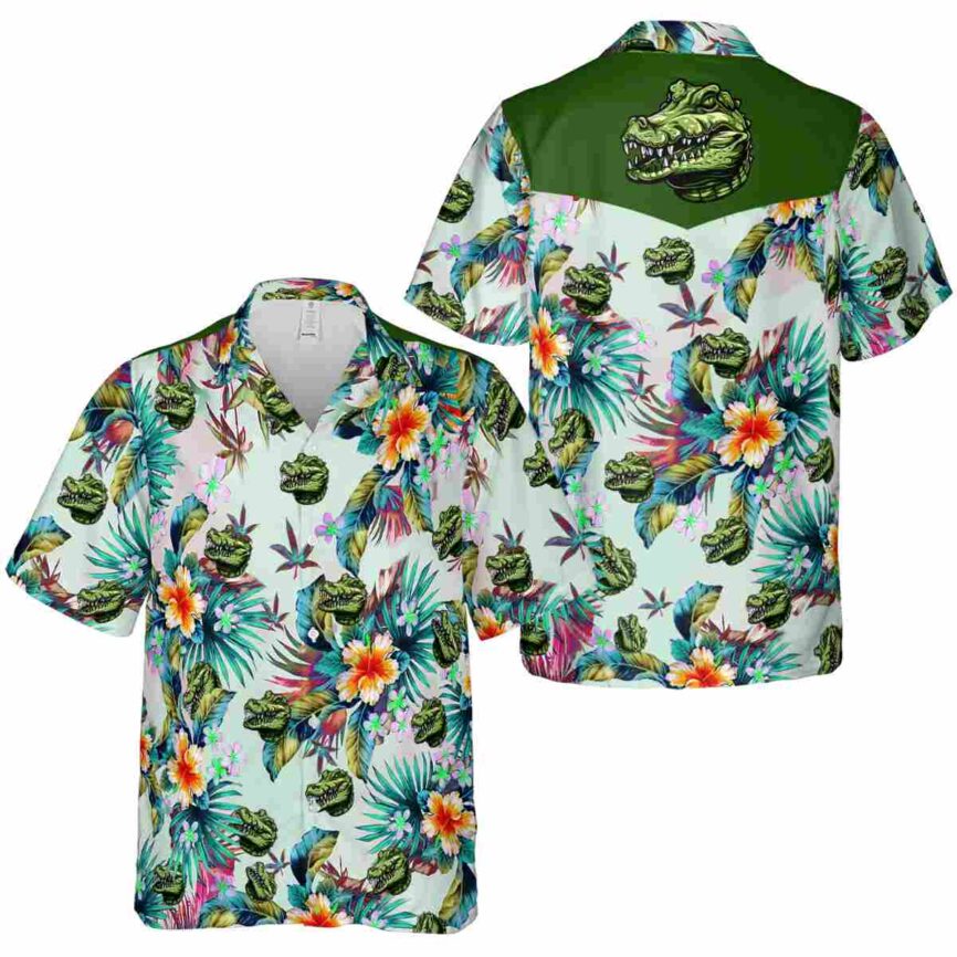 Alligator Floral Burst Hawaiian Shirt Premium grade