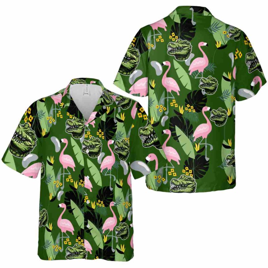 Alligator Pink Flamingo Hawaiian Shirt Premium grade