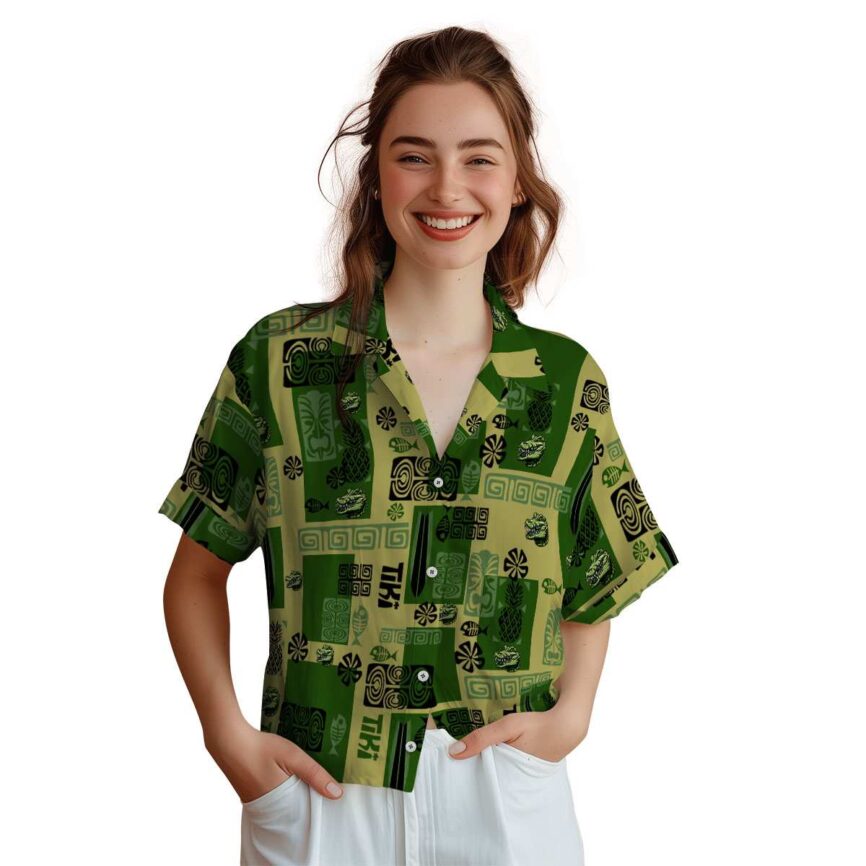 Alligator Tiki Motifs Hawaiian Shirt Top rated