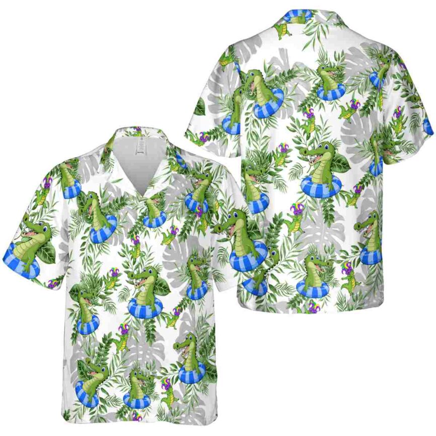 Alligator Tropical Fronds Hawaiian Shirt Premium grade