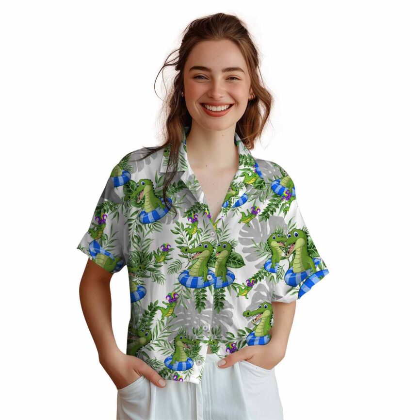 Alligator Tropical Fronds Hawaiian Shirt Top rated