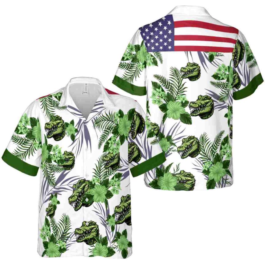 Alligator US Flag Floral Hawaiian Shirt Premium grade