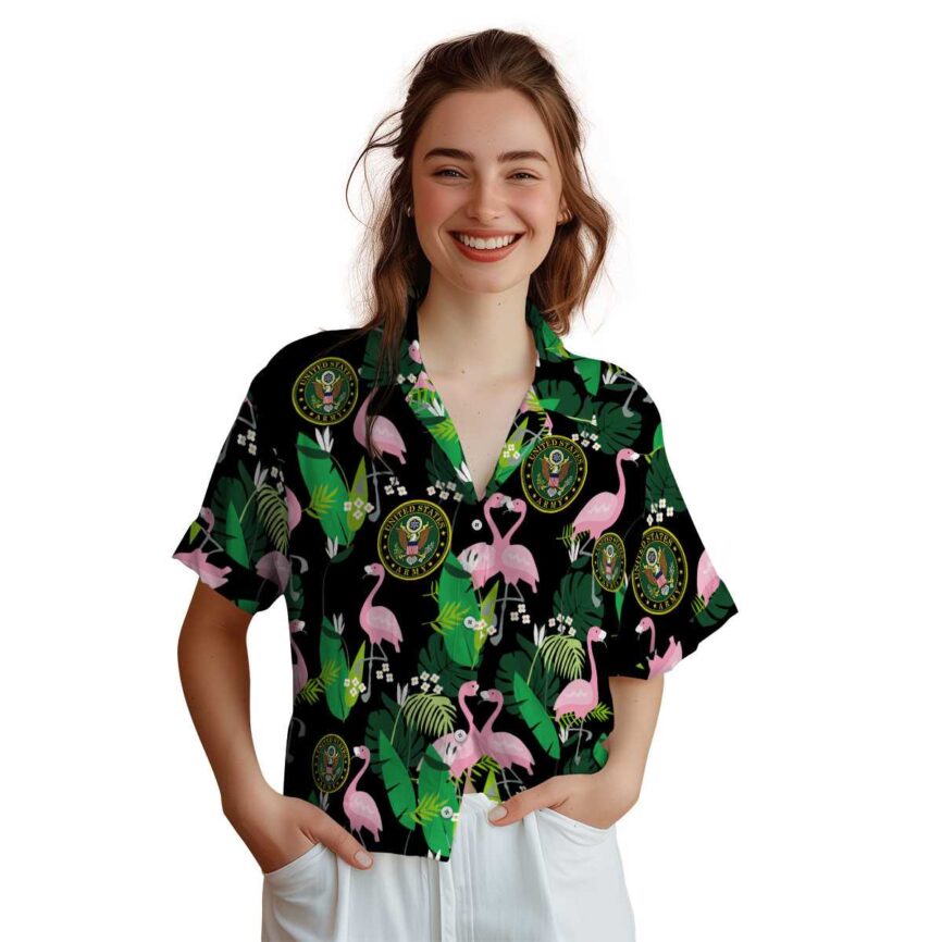 Army Flamingo Leaf Hawaiian Shirt Top rated