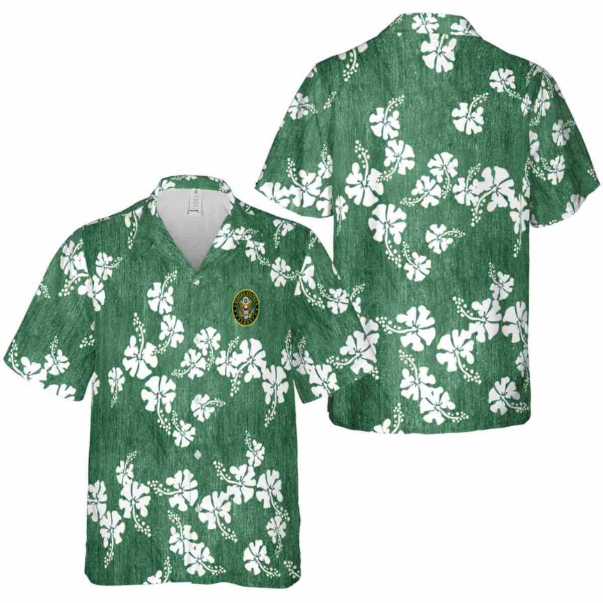 Army Hibiscus Blossom Hawaiian Shirt Premium grade