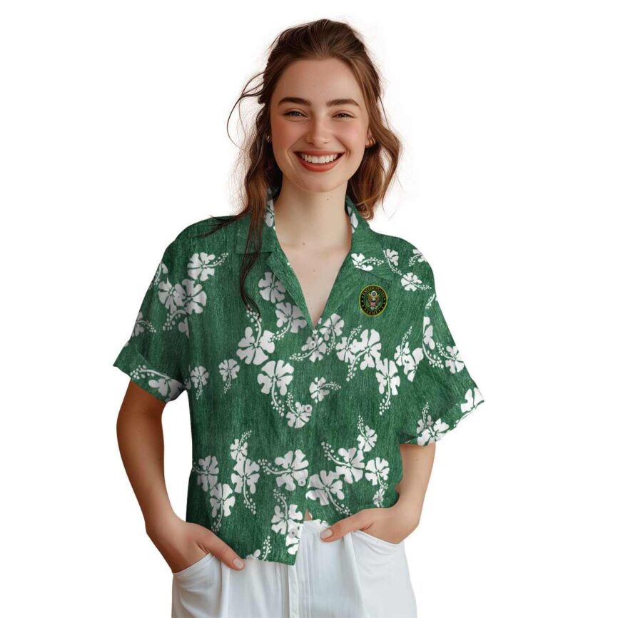 Army Hibiscus Blossom Hawaiian Shirt Top rated