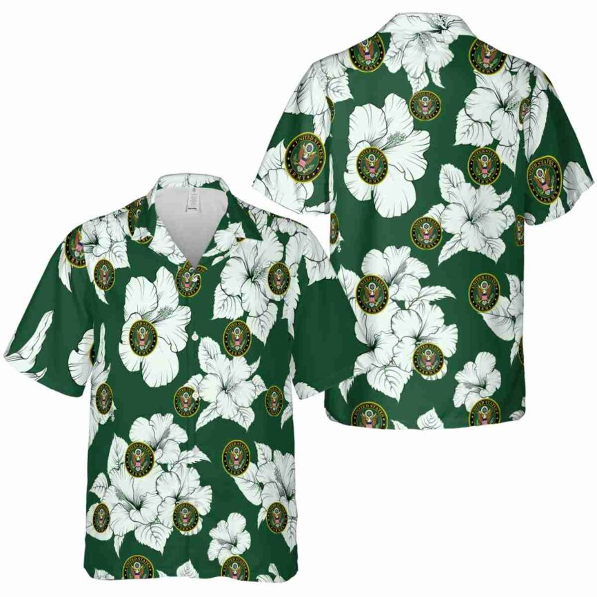 Army Hibiscus Flower Hawaiian Shirt Premium grade