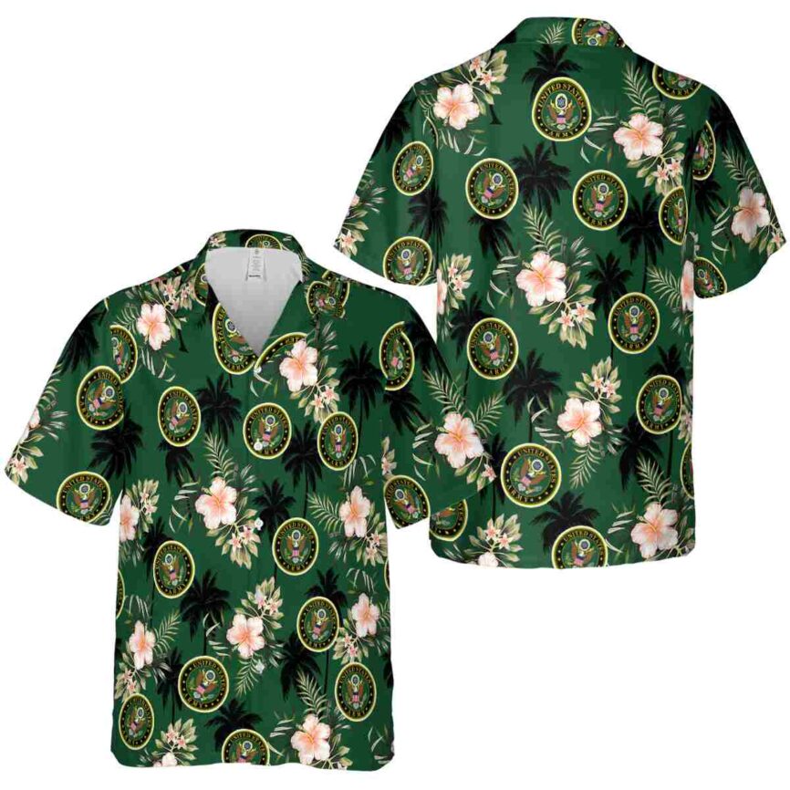 Army Hibiscus Palm Hawaiian Shirt Premium grade