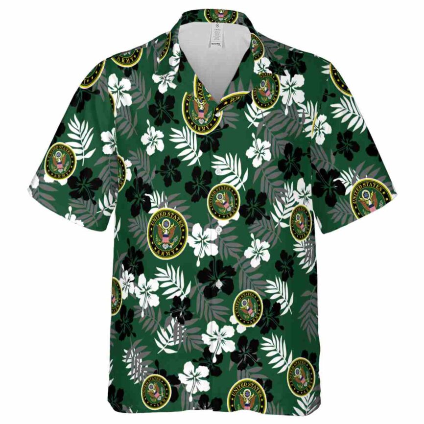 Army Leafy Hibiscus Hawaiian Shirt Fashion forward