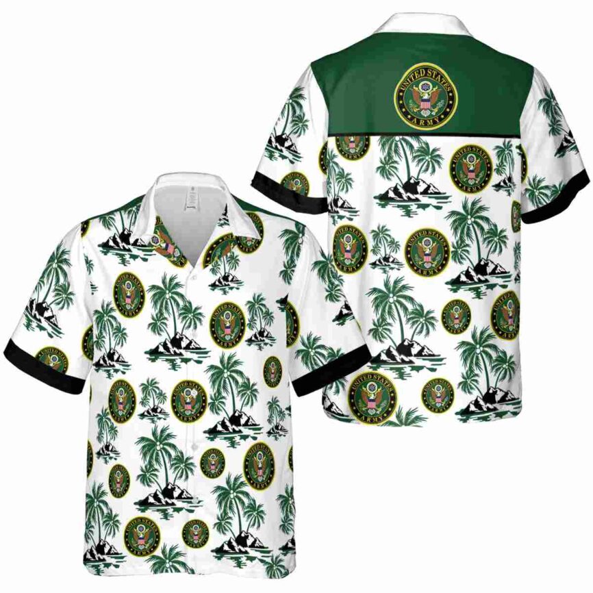 Army Palm Island Graphic Hawaiian Shirt Premium grade