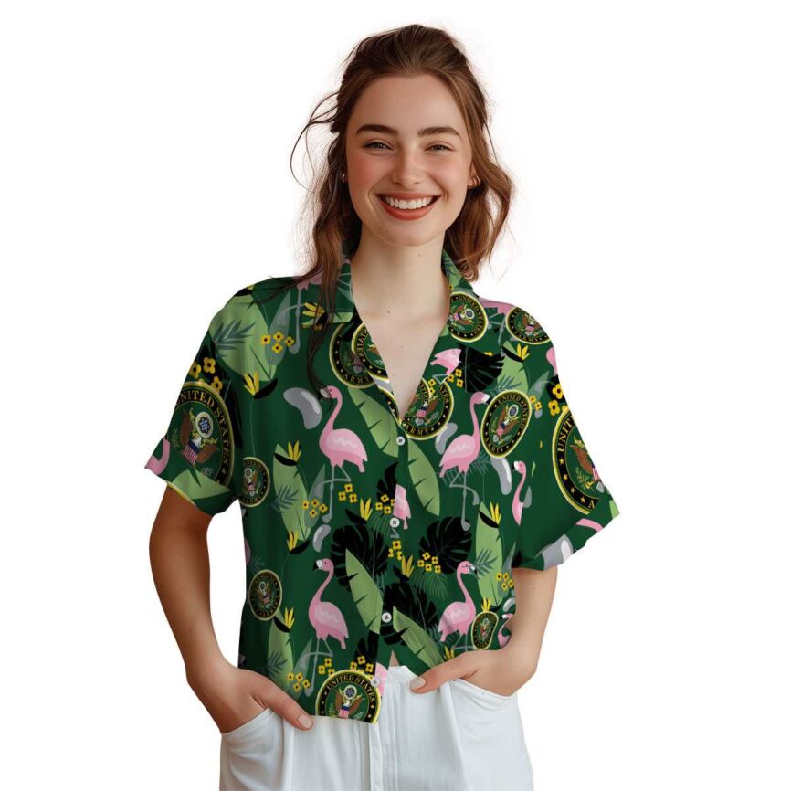 Army Pink Flamingo Hawaiian Shirt Top rated