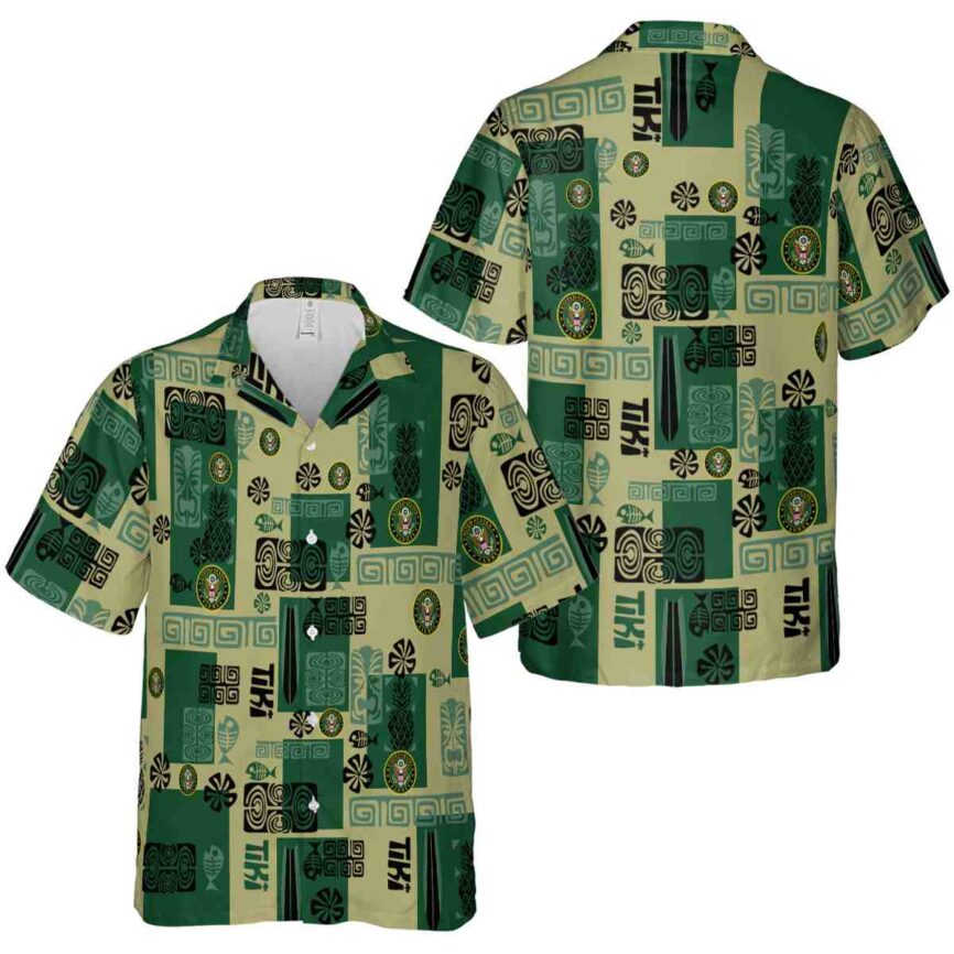 Army Tiki Motifs Hawaiian Shirt Premium grade