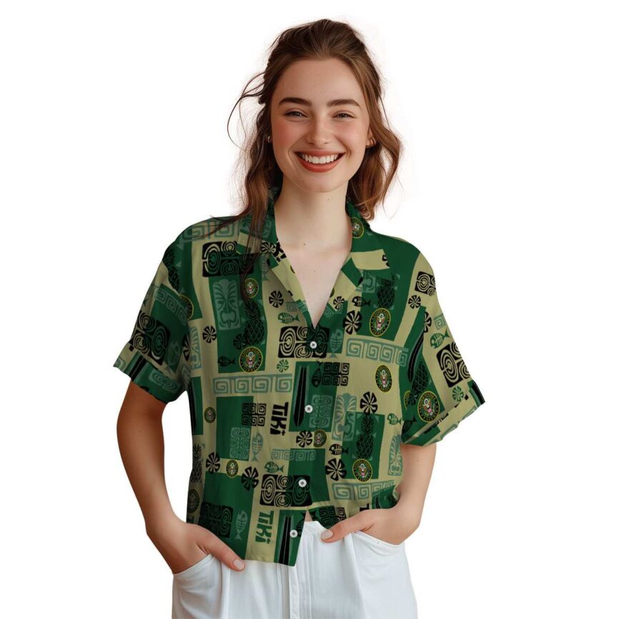 Army Tiki Motifs Hawaiian Shirt Top rated