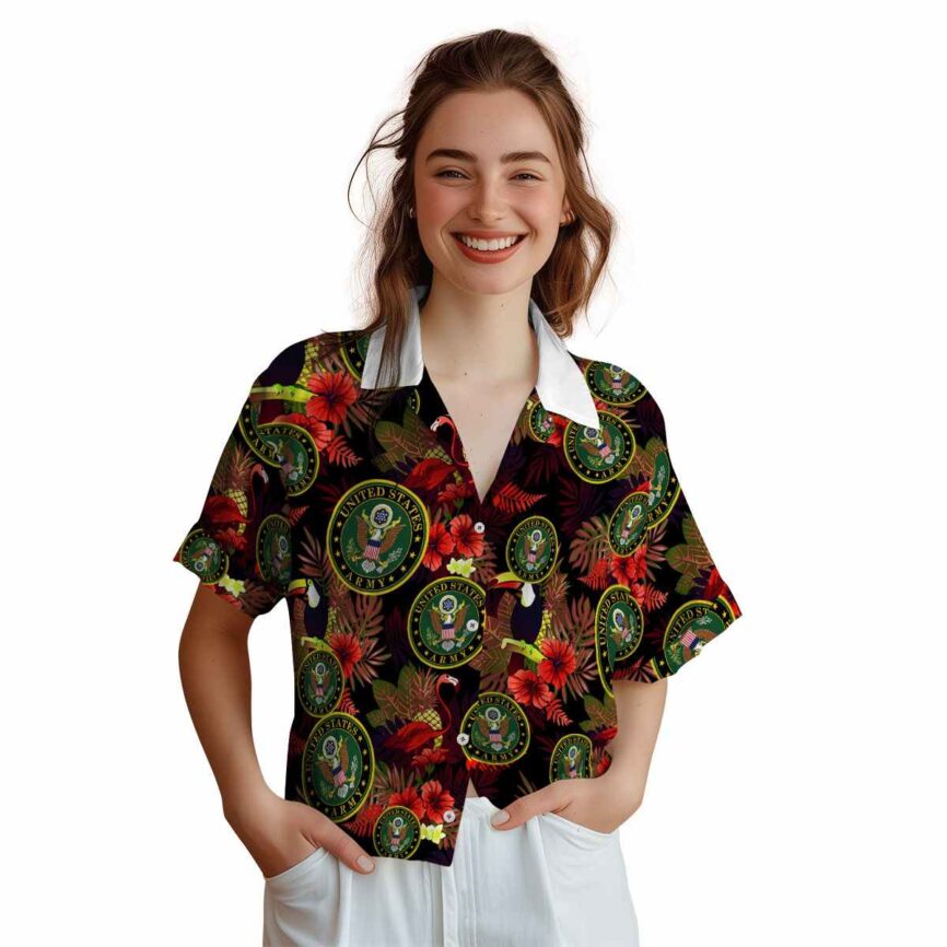 Army Tropical Bird Hawaiian Shirt Top rated