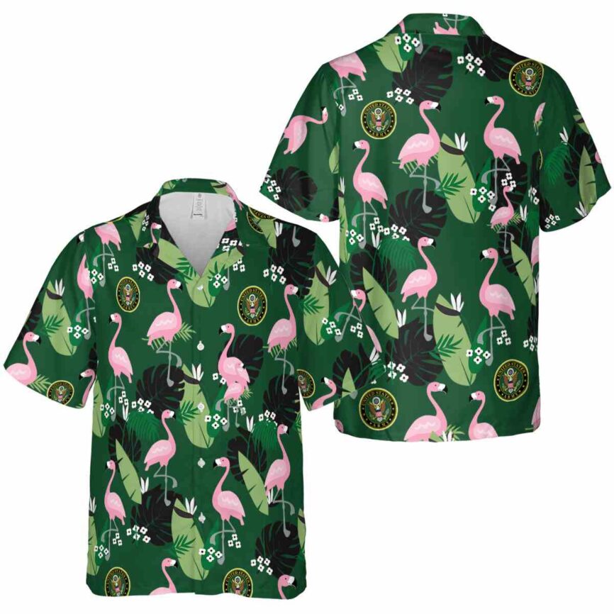 Army Tropical Flamingo Hawaiian Shirt Premium grade