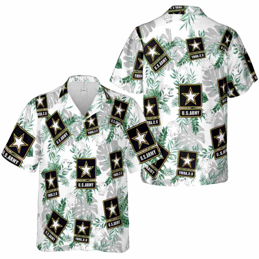 Army Tropical Fronds Hawaiian Shirt Premium grade