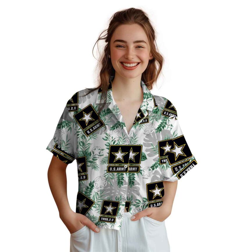 Army Tropical Fronds Hawaiian Shirt Top rated