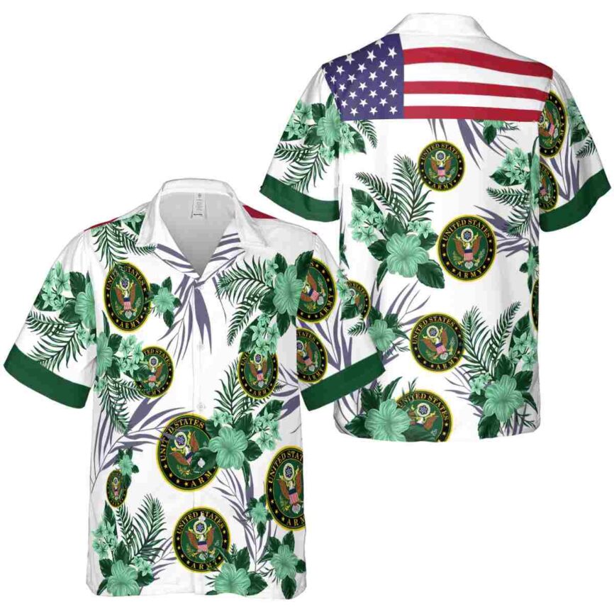 Army US Flag Floral Hawaiian Shirt Premium grade