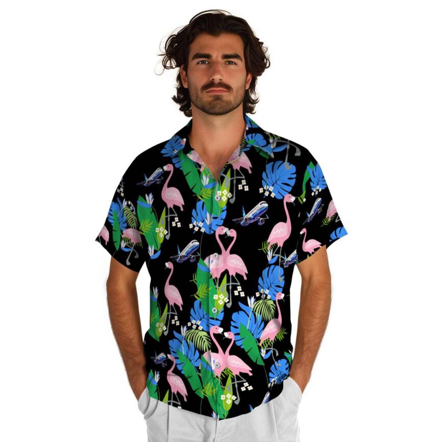 Aviation Flamingo Leaf Hawaiian Shirt New Arrival