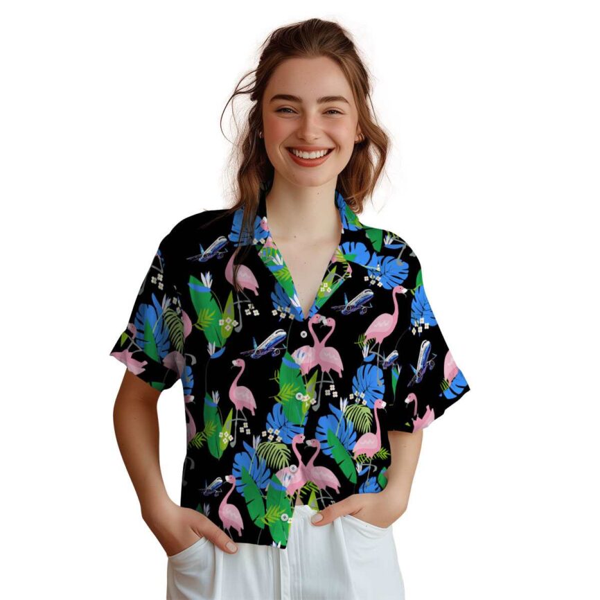 Aviation Flamingo Leaf Hawaiian Shirt Top rated