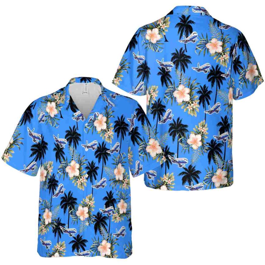 Aviation Hibiscus Palm Hawaiian Shirt Premium grade