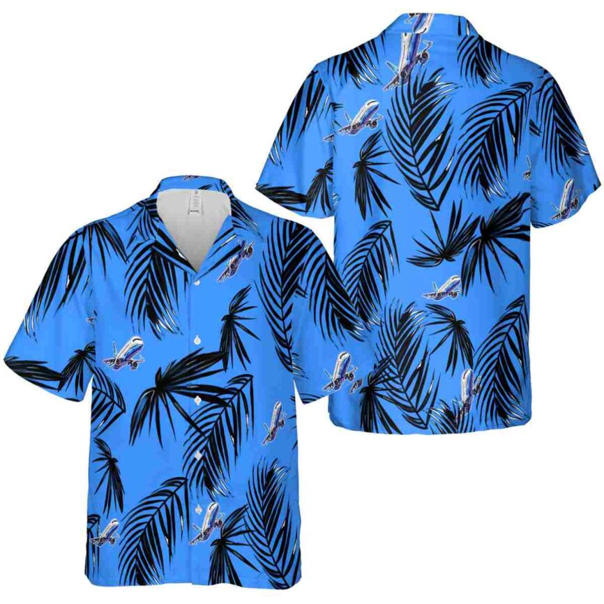 Aviation Monochrome Palm Hawaiian Shirt Premium grade