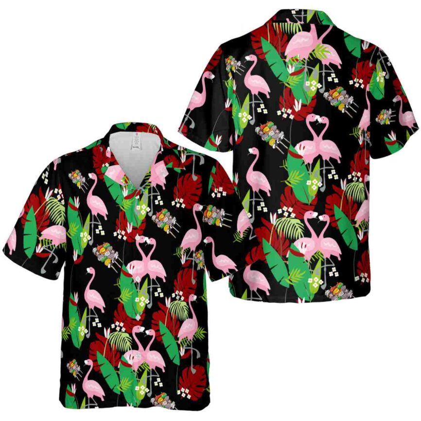 BBQ Flamingo Leaf Hawaiian Shirt Premium grade