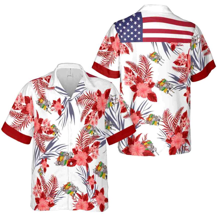 BBQ US Flag Floral Hawaiian Shirt Premium grade